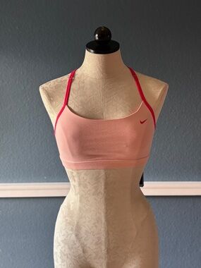 Nike Indy Strappy Bra in Medium - Light Pink with Hot Pink Straps